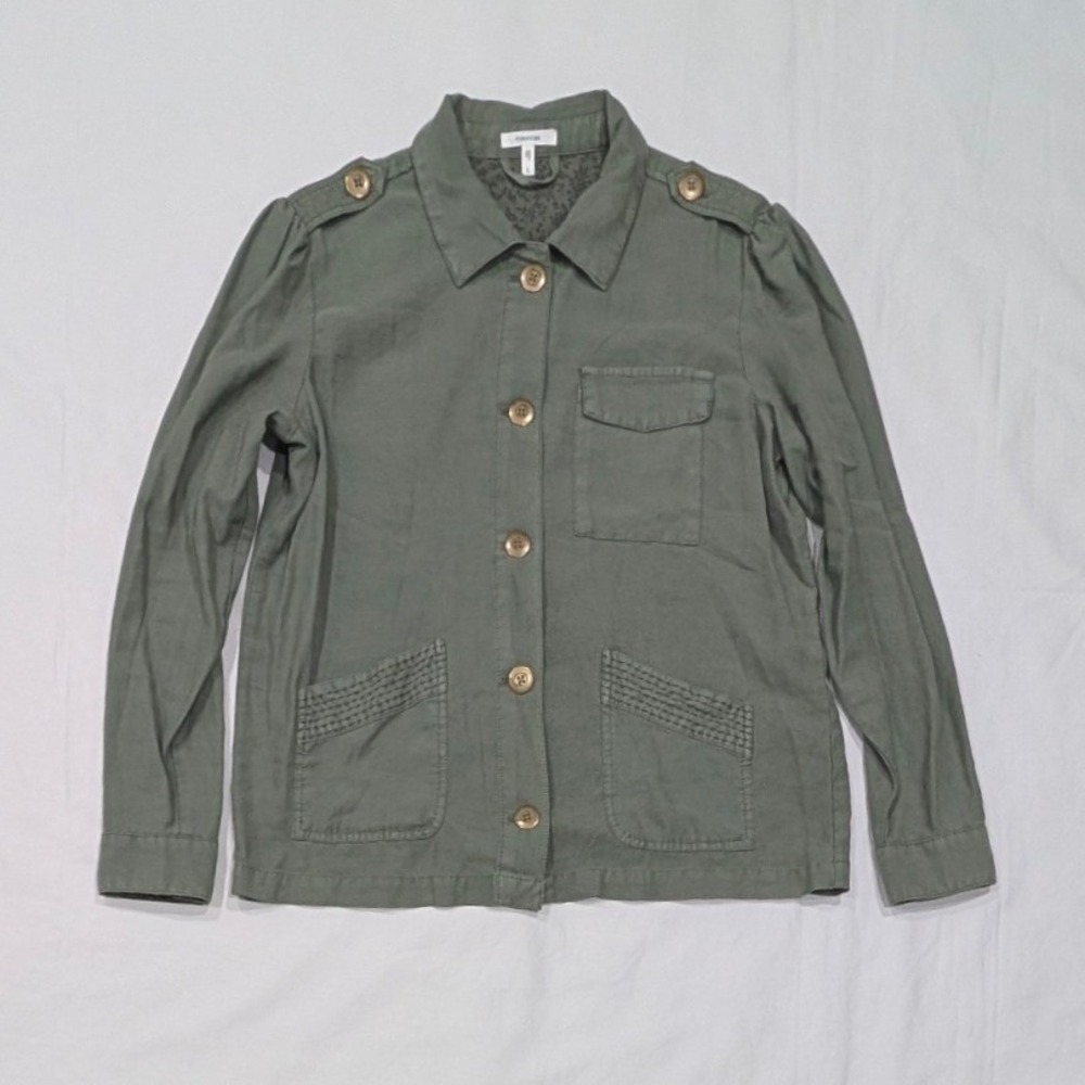 Maurices Olive Green Utility Jacket Rayon Blend Military Style Size Large